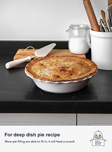 LE TAUCI Ceramic Pie Pans for Baking, 9 inch, 52 ounce, Set of 2, White