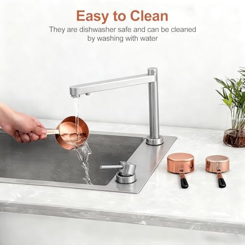 Bopei 10-Pcs Stainless Steel Measuring Cups & Spoons Set, Rose Gold