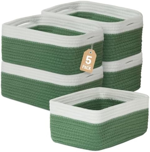 5 Pack Small Woven Storage Baskets for Shelves, Gift Baskets Empty