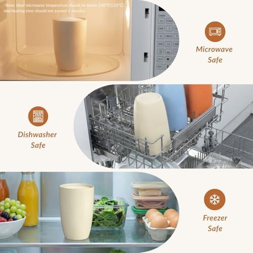 Homienly Unbreakable Plastic Cups Set Wheat Straw Cups 20 OZ Drinking Cups Reusable Camping Cups Stackable Tumblers Water Glasses Drinking Set Freezer Dishwasher Safe (6 PCS, Multi)