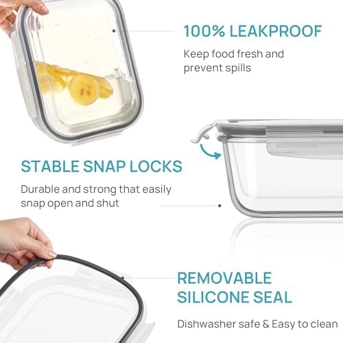 Vtopmart 1Pack 2260ml/76.4oz Extra Large Glass Storage Container with Lid