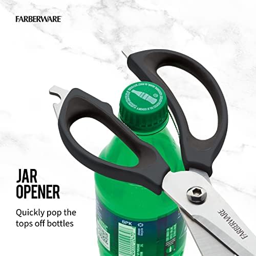 Farberware 4-in-1 Kitchen Scissors, High Carbon Stainless Steel, Black