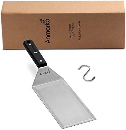 Turner 4x8 Stainless Steel Metal Griddle Spatula - Griddle Accessories 4 x 8 in Hamburger Turner Scraper - Pancake Flipper - Great for BBQ Grill and Flat Top Griddle - Commercial Grade