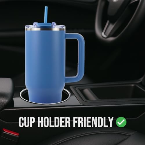 Hogg Big Swig 40oz Tumbler with Handle and Straw - Steel Blue, 40 oz Tumbler, Insulated Cup with Handle, 40oz Water Bottle with Straw, Thermal Cups, Leak Proof Lid, Travel Mugs, Stainless Steel