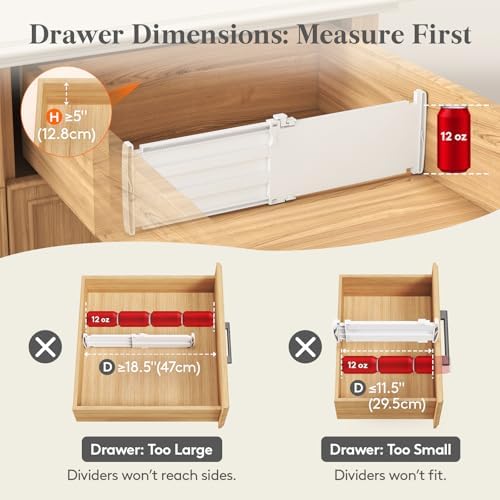 Lifewit 5" Tall Drawer Dividers, Adjustable Deep Drawer Organizer Clothes