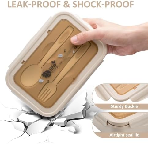 LOVINA Bento Box for Adults and Kids - 1400ML Portable, Lightweight, Easy to Carry Meal Holder with Spoon & Fork, Durable, Leak-Proof, BPA-Free and Food-Safe Materials