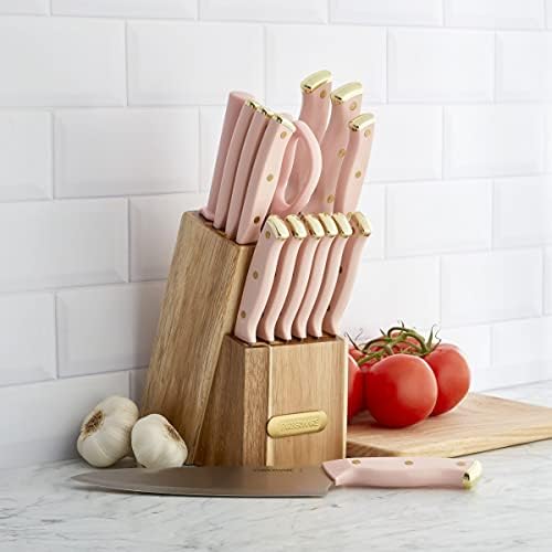 Farberware Kitchen Knife Block Set with Black Soft-Grip Handles and Graphite Block - with Chef Knife, Steak Knives, Shears and Sharpening Steel, 15-Piece (Pack of 2)