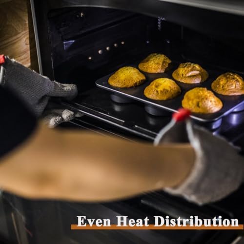 2 Pcs English Muffin Pans, 3.6 Inch Non-Stick 6 Cup Straight Side Cupcake Pan, Hamburger Bun Pan for Baking Muffin Egg Sandwich Frittata Cinnamon Roll (Lid NOT Included)
