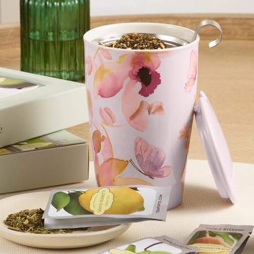 Tea Forte Double-Walled Ceramic Kati Cup, Mariposa, 12 oz