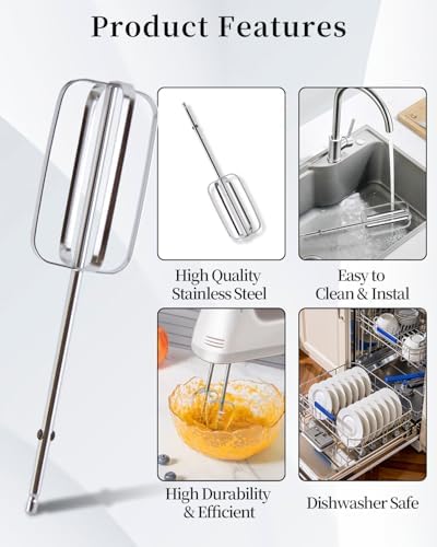 2 Pcs Hand Mixer Attachments Beaters, Hand Mixer Beaters Attachments Kitchen Stainless Steel Replacement Parts for Hamilton Beach 62682RZ 62692 62695V 64699 Mixer