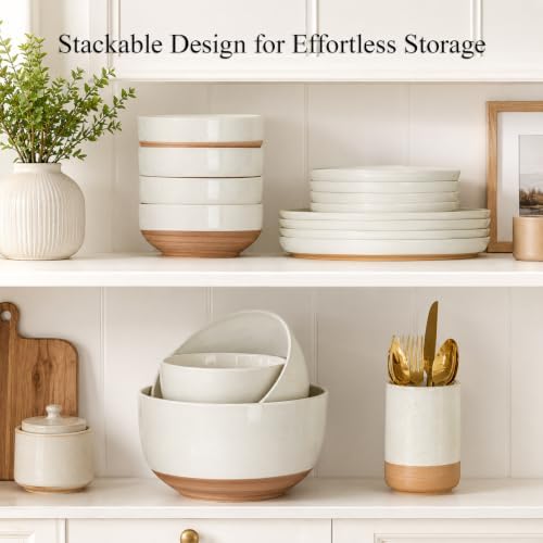 AmorArc Ceramic Mixing Bowls,Stoneware Nesting Bowls Set of 3 for Kitchen