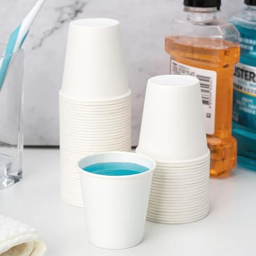 RACETOP 3 oz Bathroom Paper Cups, 100 Pack, Disposable Mouthwash Cups