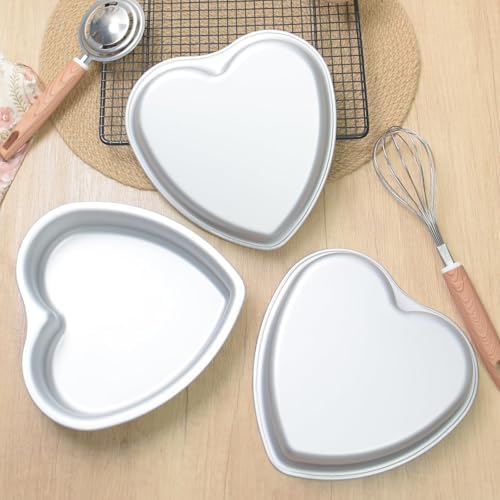 Heart Shaped Cake Pans, 7 x 2 Inch, Set of 3, Aluminum