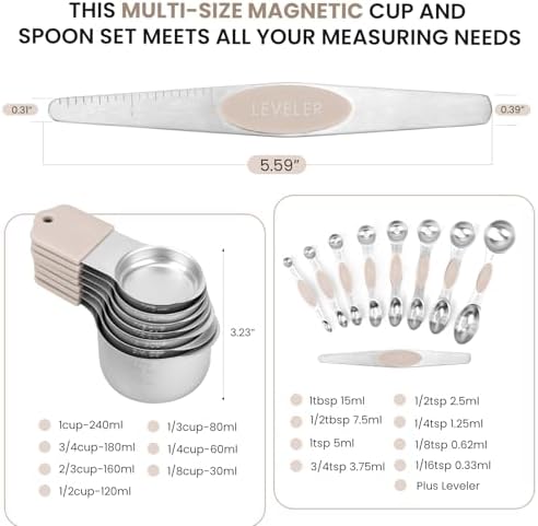 Magnetic Measuring Cups and Spoons Set-Heavy Duty 304 Stainless Steel