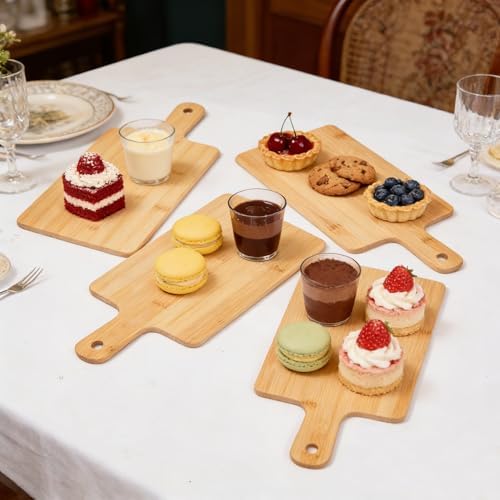 6pcs Wood Cutting Boards Bulk with Handle for Kitchen, 15x7 inch