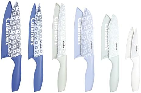 Cuisinart Advantage 12-Piece Kitchen Knife Set, Professional-Quality Nonstick Coated Stainless Steel Knives with Covers, Nonstick Color Coating for Easy Slicing, Ergonomic Handles, G1022-12BW