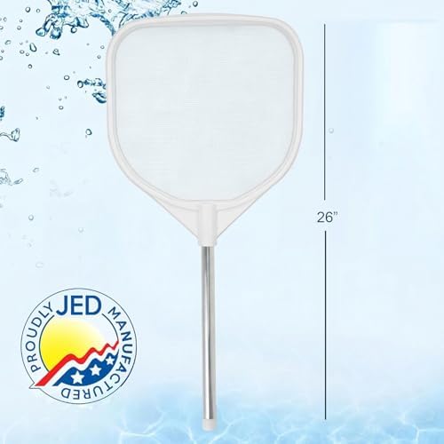 JED Pool Tools 40-376F Hand Skimmer Net for Hot Tubs and Above Ground Pools, Pool Cleaning Supplies, Made in USA (2 ft, White)