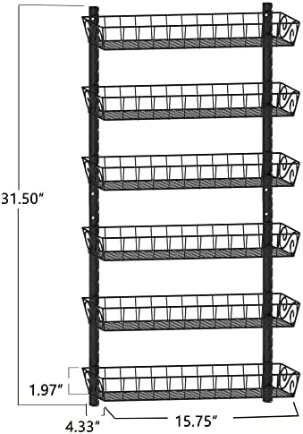 SWOMMOLY Adjustable Wall Mount Spice Rack, 6-Tier Dual-use (Multi-use) Organizer, Black
