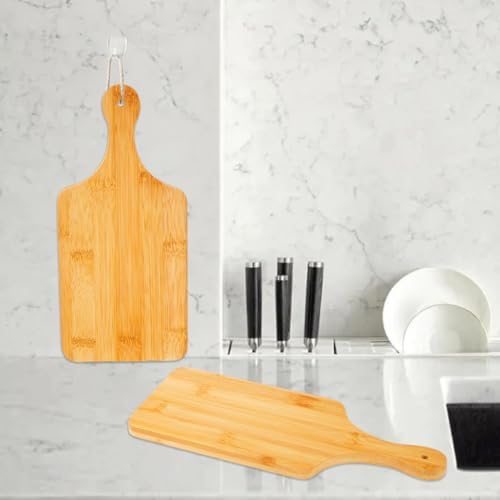 12 Pcs Bamboo Cutting Board Bulk 11x5 Inch Charcuterie Boards with Handle Wood Engraving Serving Board Kitchen Chopping Boards Crafts for Pizza, Bread, Cheese, Charcuterie, Fruit, Vegetables