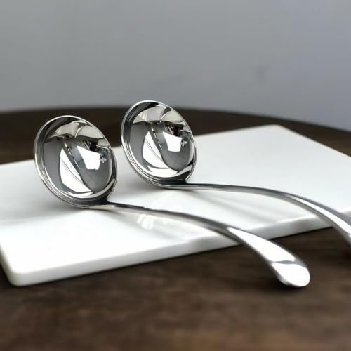 Small Ladle, Gravy Ladle, 7.9 Inch Sauce Ladles, 18/10 Stainless Steel Small Gravy Soup Spoon for Spooning Gravies or Sauces, Set of 2(Silver)