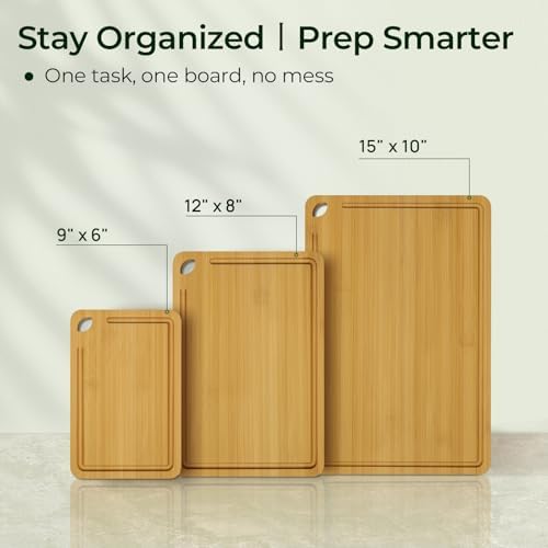 Keechee Wood Cutting Board, Durable Bamboo Cutting Boards for Kitchen with Deep Juice Grooves & Built-in Handles, Ideal Charcuterie & Chopping for Meat, Vegetables and Fruits Ideal Kitchen Gifts