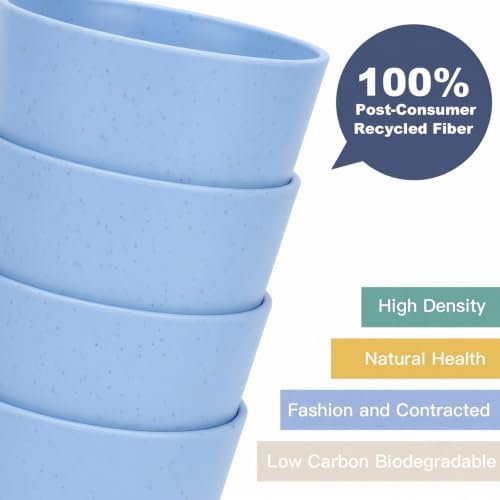 Wrova Wheat Straw Cups 6 PCS Good Alternative to Plastic Reusable Cups 12 oz Unbreakable Drinking Cup Reusable Dishwasher Safe Water Plastic Glasses Light Blue