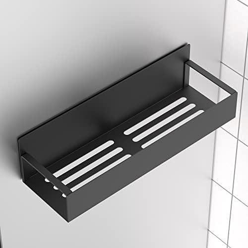 HuggieGems Metal Magnetic Spice Rack for Refrigerator with Hooks Matt Black