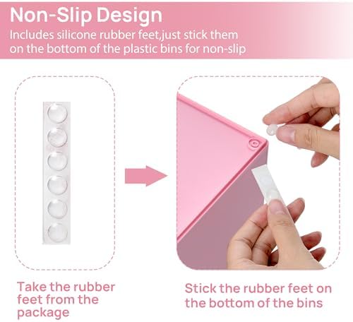 Vtopmart 4 Pack Small Clear Stackable Storage Drawers, Pink