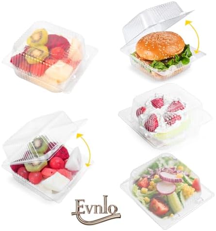 Evnlo 300 Count Heavy Duty Clear Clamshell Food Containers Hinged with Lids