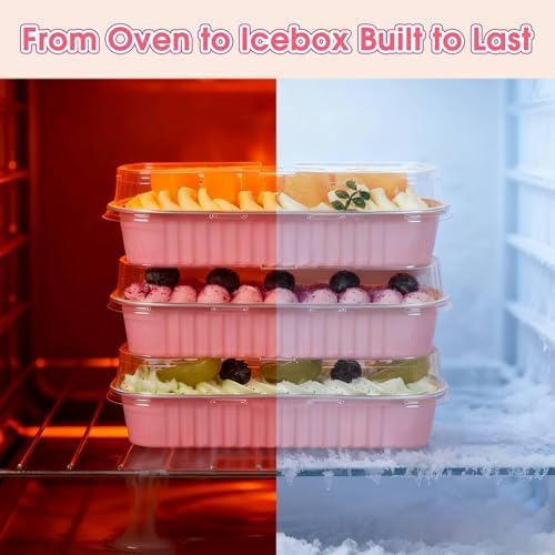 100 Pack Mini Cake Pans with Lids and Spoons, Disposable Aluminum Foil Cake Tins(6.8oz) Individual Small Cake Baking Containers for Party, Wedding, Birthday
