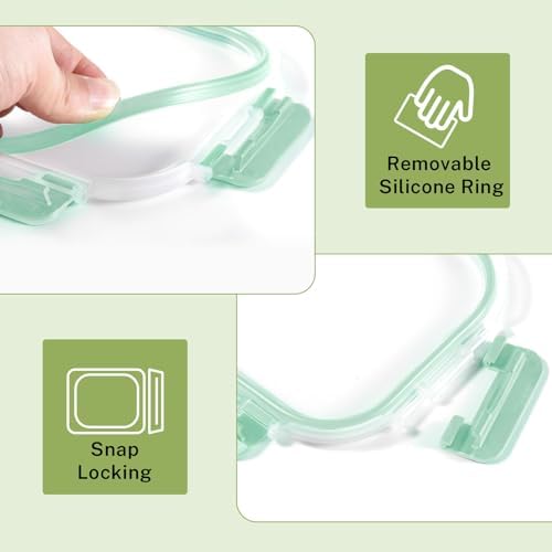 8 Pack Glass Food Storage Containers with Snap Locking Lids for Meal Prep
