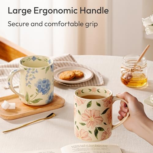 18 oz Large Ceramic Coffee Mug, Porcelain Tea Cup with Big Handle