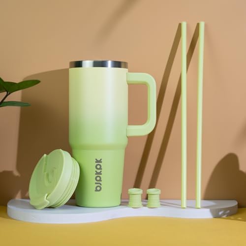 BJPKPK 40 oz Insulated Tumbler with Handle & Straw, Stainless Steel