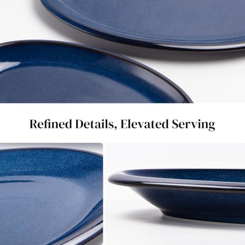 DOWAN Large Serving Platters Set of 2, 16 Inch Oval Serving Tray for Food Meat, Ceramic Serving Dishes for Dinner, Parties & Entertaining, Oven & Dishwasher Safe Platter, Navy Blue