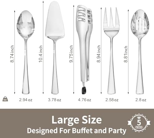 KINGSTONE 5 Piece 18/10 Serving Utensils Set, Stainless Steel Serving Set