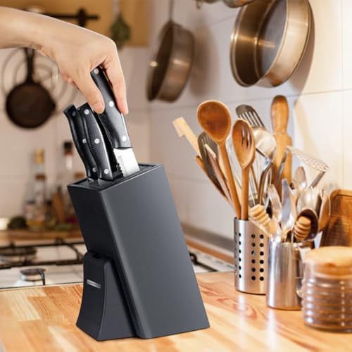 G.a HOMEFAVOR Universal Knife Block with Removable Plastic Bristles, Black