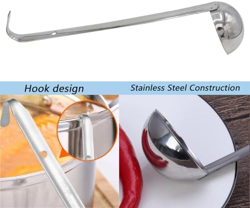 3-Pack Stainless Steel Soup Ladle Set with Hooked Long Handle 2 oz