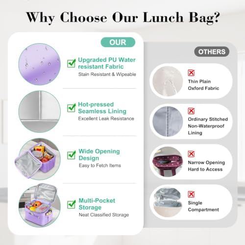 DALINDA Insulated Lunch Box Women Men Leak-Proof Cooler Lunch Bag