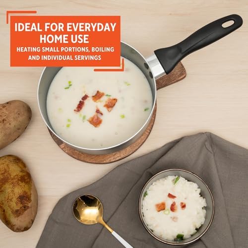 IMUSA 1.5 Qt Chef Cera Aluminum Ceramic Saucepan with Glass Lid, Gray