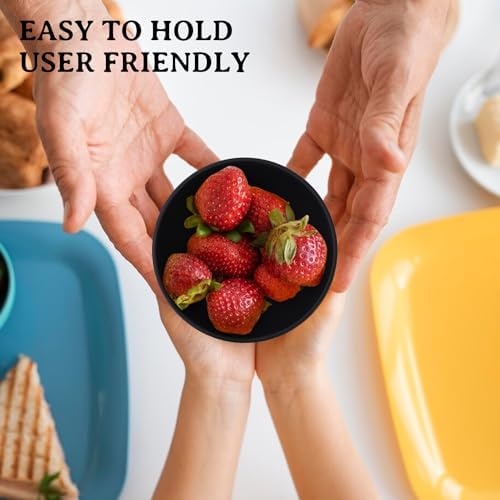10oz Dessert Bowls Set of 8, Small Plastic Bowl Reusable (Black)