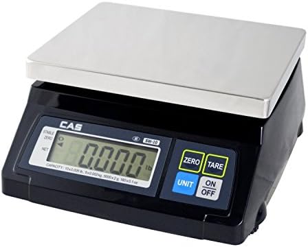 CAS SW-20RS Kitchen Portion Scale - 20lb Capacity NTEP Certified Scale for Legal Trade - Features Multiple Unit Modes, Auto Power Off, POS Connectivity, & LCD Display - Adapter and Steel Tray Included