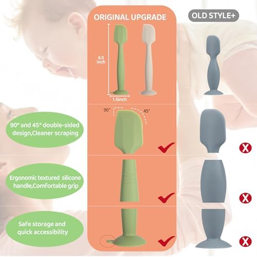 Diaper Spatula with Case, 3 Pack Baby Diaper Cream spatulas with 3 Storage Boxes, Soft Silicone Diaper Cream Applicator Butt Paste Spatula with Suction Base Full Size