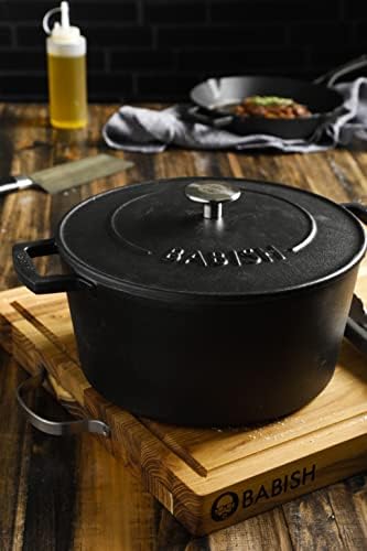 Babish 6-Quart Round Enameled Cast Iron Dutch Oven with Lid – Matte Black, Heavy-Duty Dutch Oven for Slow Cooking, Braising & Baking