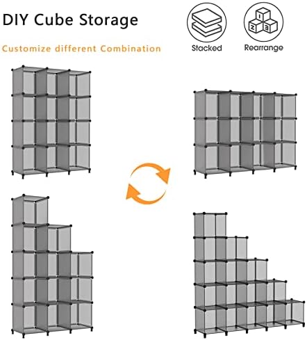 AWTATOS 12 Cube Storage Organizer, Closet Organizer Storage Shelves, Grey