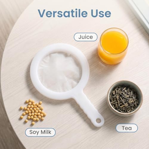 400 Mesh Ultra Fine Nylon Kitchen Strainer with Handle,Food Grade PP & Nylon Fine Mesh Sieve,Heat Resistant Dishwasher Safe Filter for Soy Milk, Juice,Coffee,Yogurt,Honey,Baking & Cooking