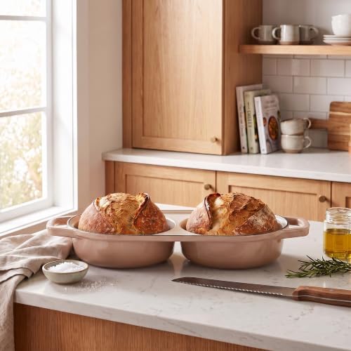EDGING CASTING Enameled Cast Iron Double Bread Dutch Oven, Mocha