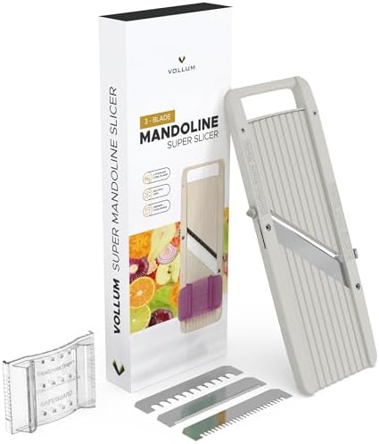 Vollum Wide Japanese Mandoline Slicer for Kitchen – Professional Slicer Vegetable Cutter with Interchangeable Stainless Steel Blades – Food Manual Slicer Handheld Mandoline Slicer