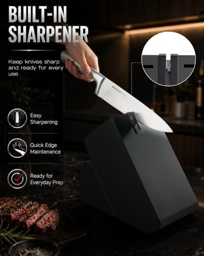 Astercook Knife Set 15 Piece German Steel Kitchen Knife Block Set