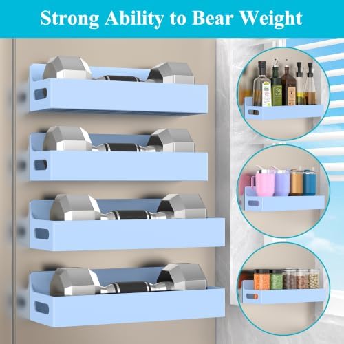 HuggieGems Upgrade Light Blue Magnetic Spice Rack for Refrigerator, 4 Pack