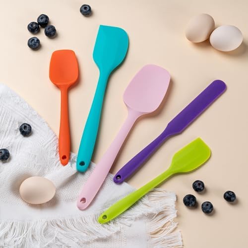 Silicone Spatula Set,5 Piece Food Grade Rubber Spatulas,Mint Green